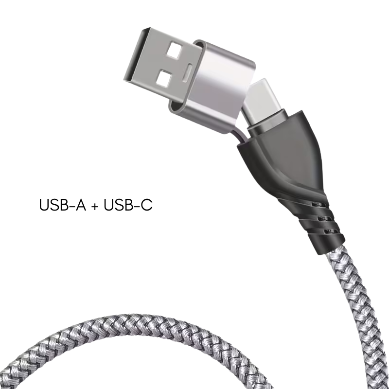 Cable 5 en 1 USB-A + USB-C a USB-C Lightning Micro USB