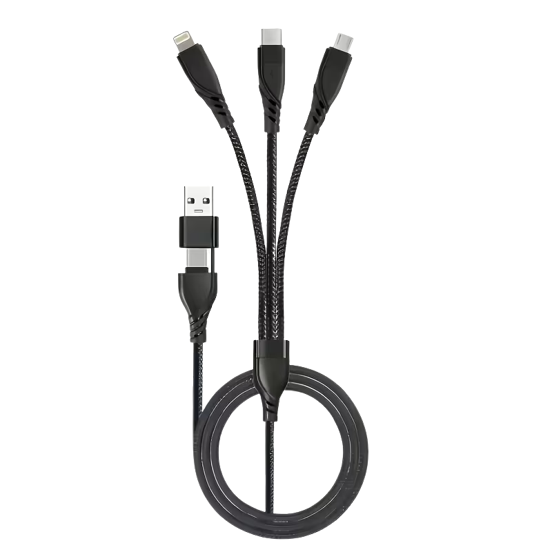 Cable 5 en 1 USB-A + USB-C a USB-C Lightning Micro USB